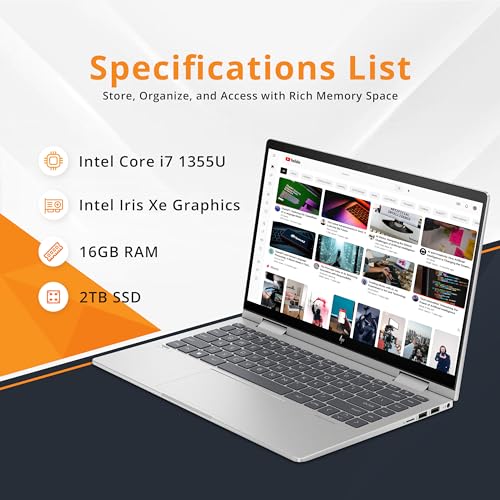 14" Full HD Touch-Screen Laptop, 8GB RAM, 512GB SSD, Intel Core i5, Intel Iris Xe Graphics, Fingerprint, Backlit KB, Win11, Natural Silver G21260