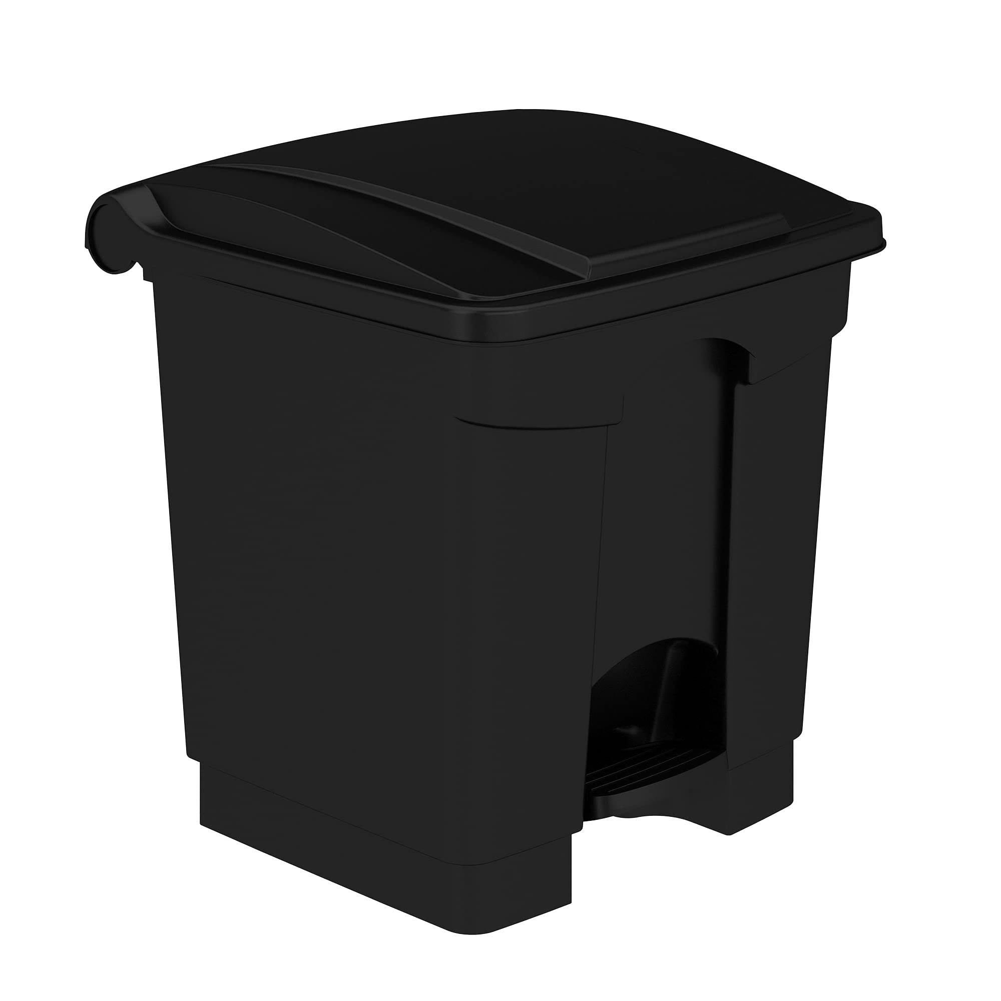 Black 8 Gallon Plastic Step-On Receptacle N90869