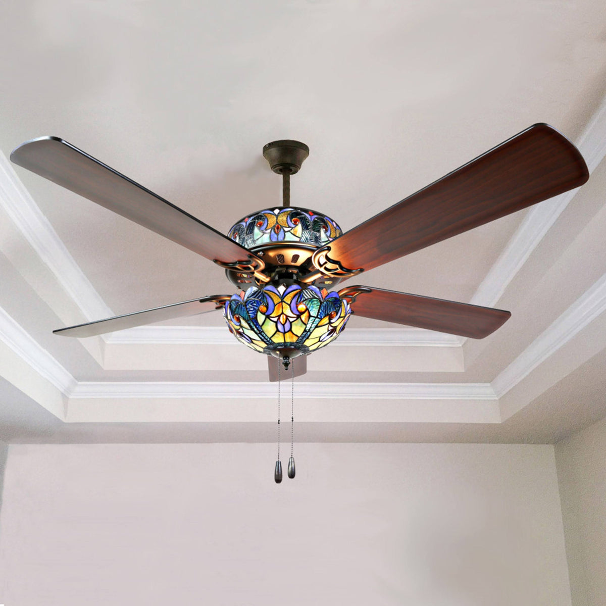 Blue Stained Glass Ceiling Fan I46826