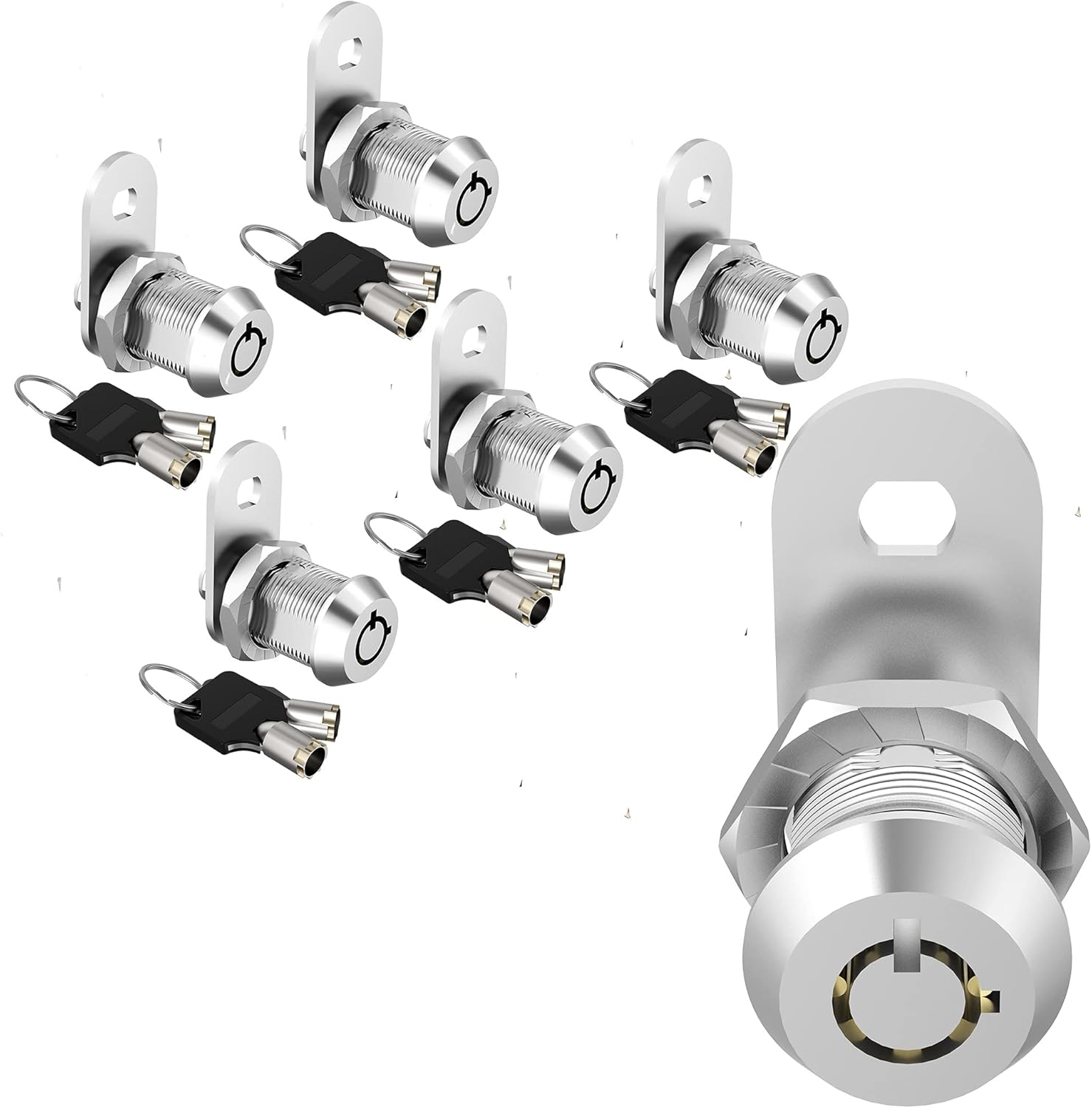 5 Pack Keyed Alike Cabinet Locks with Keys, Zinc Alloy V97164
