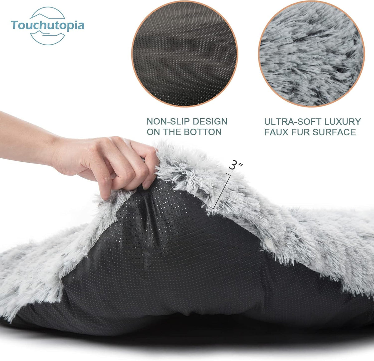 XL Plush Faux Fur Dog Bed with Waterproof Non-Slip Bottom C233250