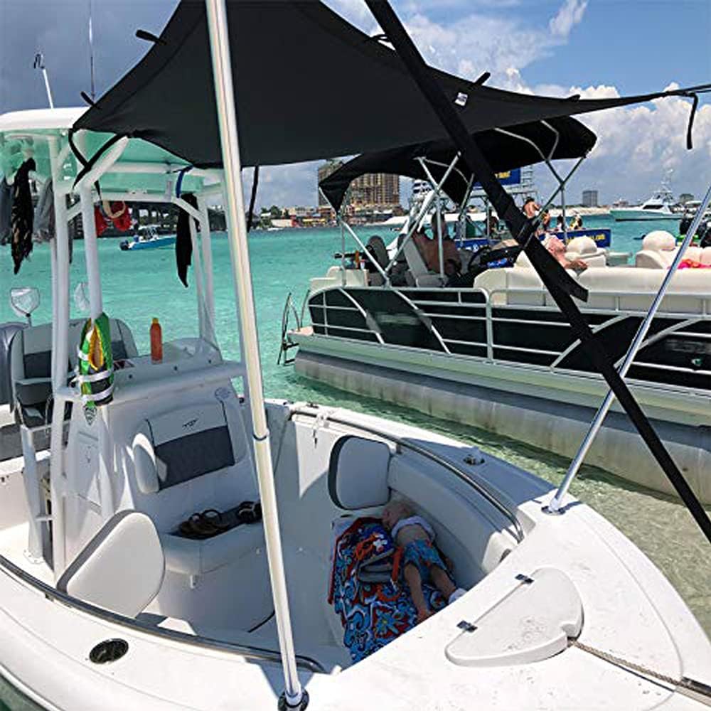 Boat Shade Kit with Stainless Steel Telescopic Rod, Dark Blue, 4ft x 5ft T851546