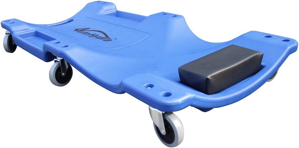 Blue Pack of 2 Rolling Garage Creeper with Padded Headrest, Dual Tool Trays and 6 Casters C770