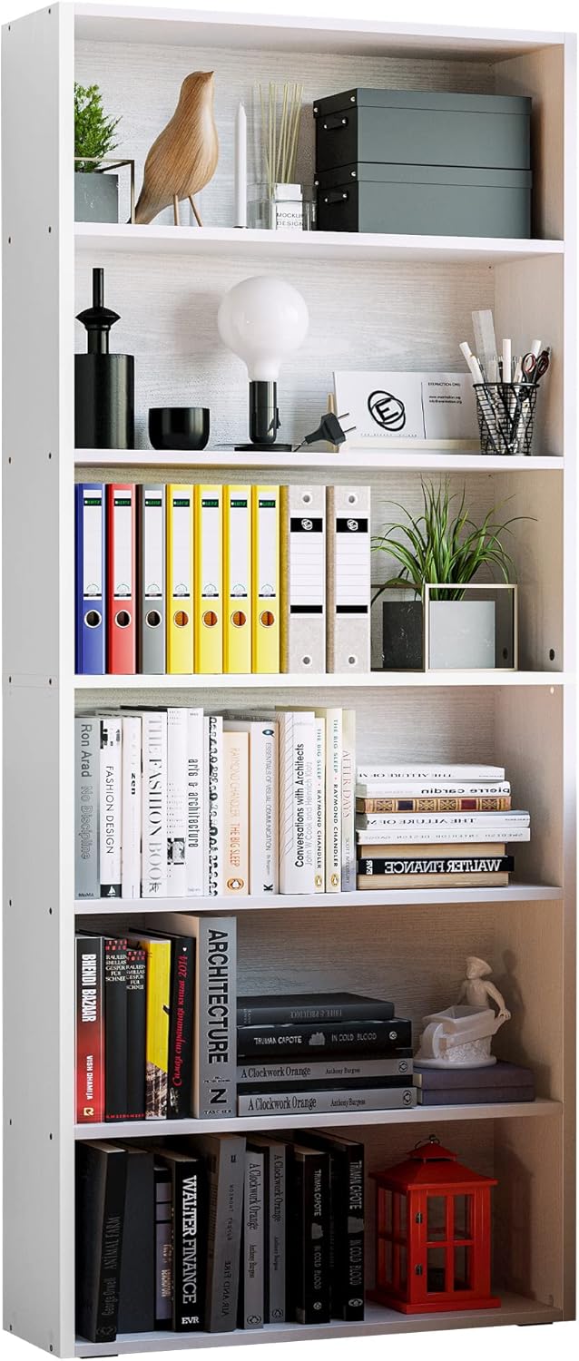 Industrial Brown 6 Tier Tall Bookcase O898