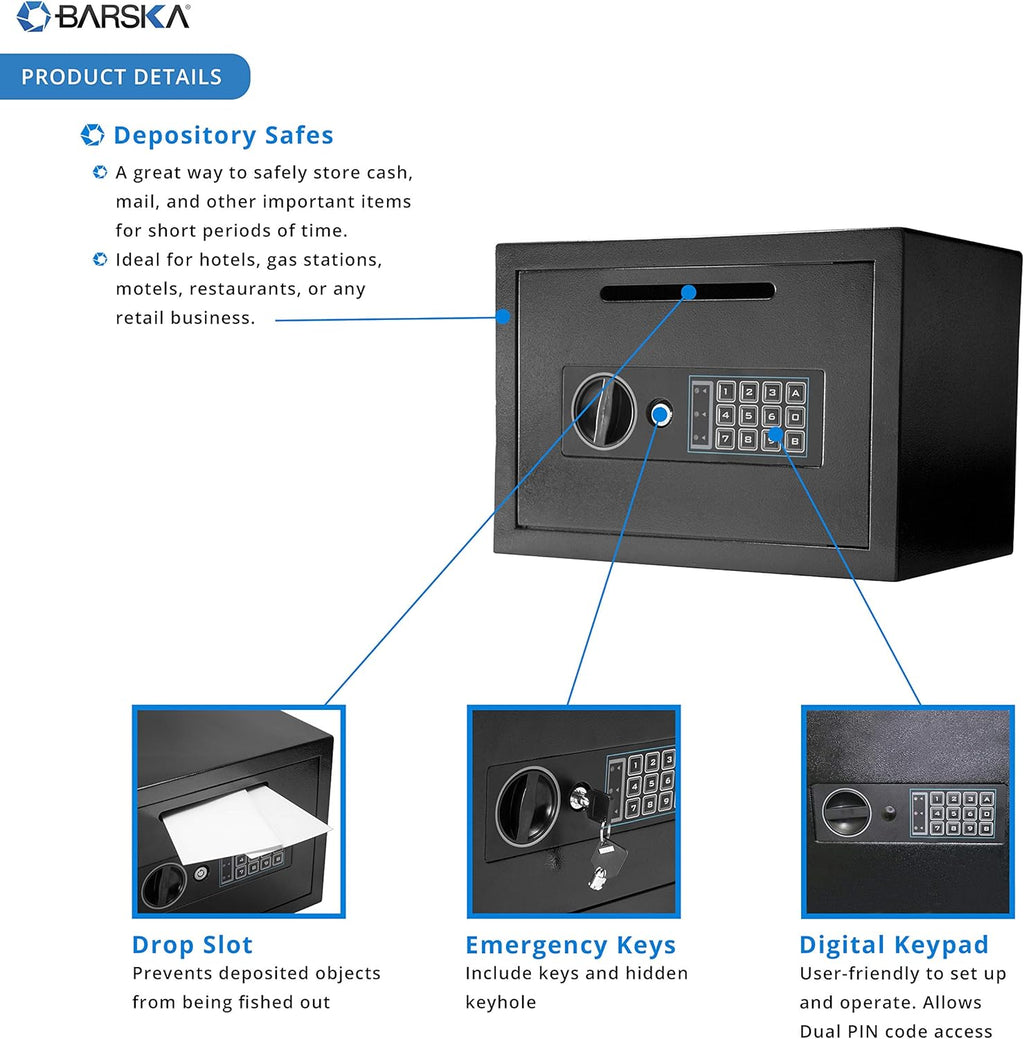 Compact Digital Depository Drop Safe with Front Load Drop Box A94100