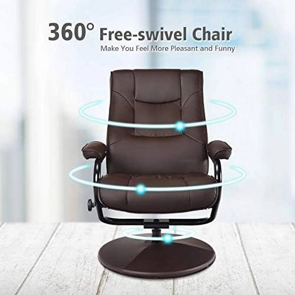 Gray PU Leather Recliner Chair with Ottoman S525