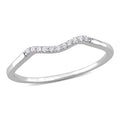 10kt White Gold Wavy Wedding Band with Shared Prong Setting I204