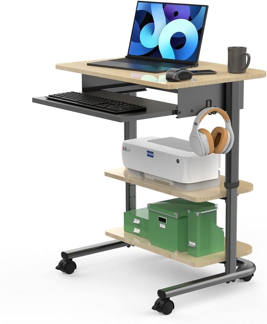 Adjustable Height Mobile Workstation with Retractable Keyboard Tray L227277