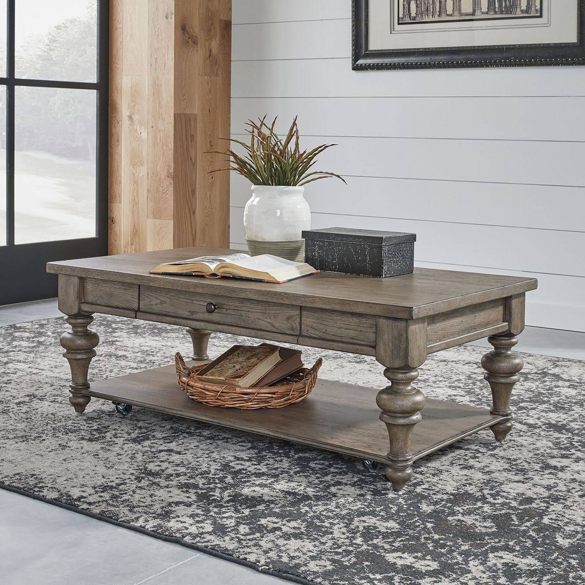 Rectangular Cocktail Table in Dusty Taupe & Black B99427