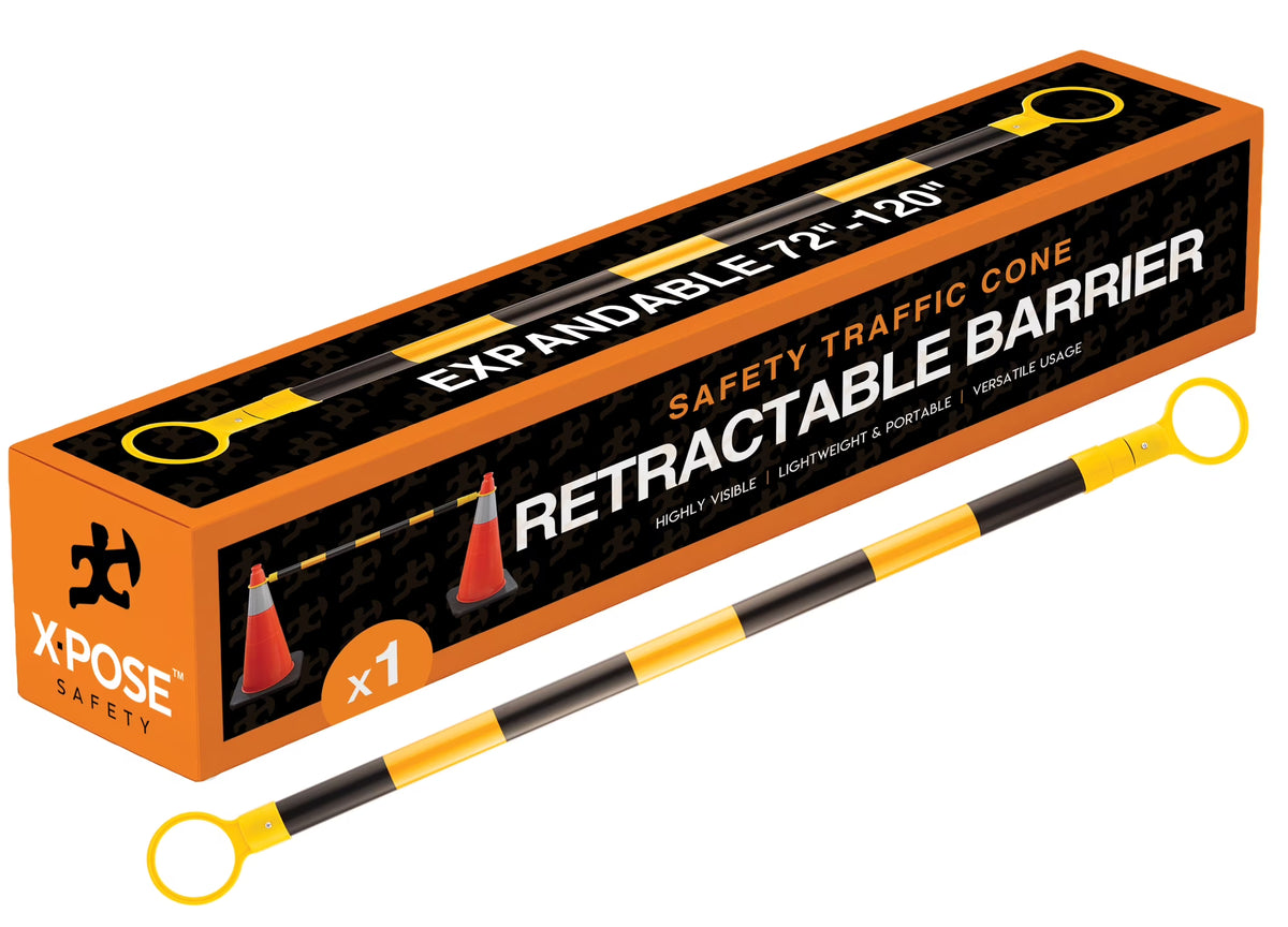Yellow and Black Retractable Safety Barrier Barricade J9657