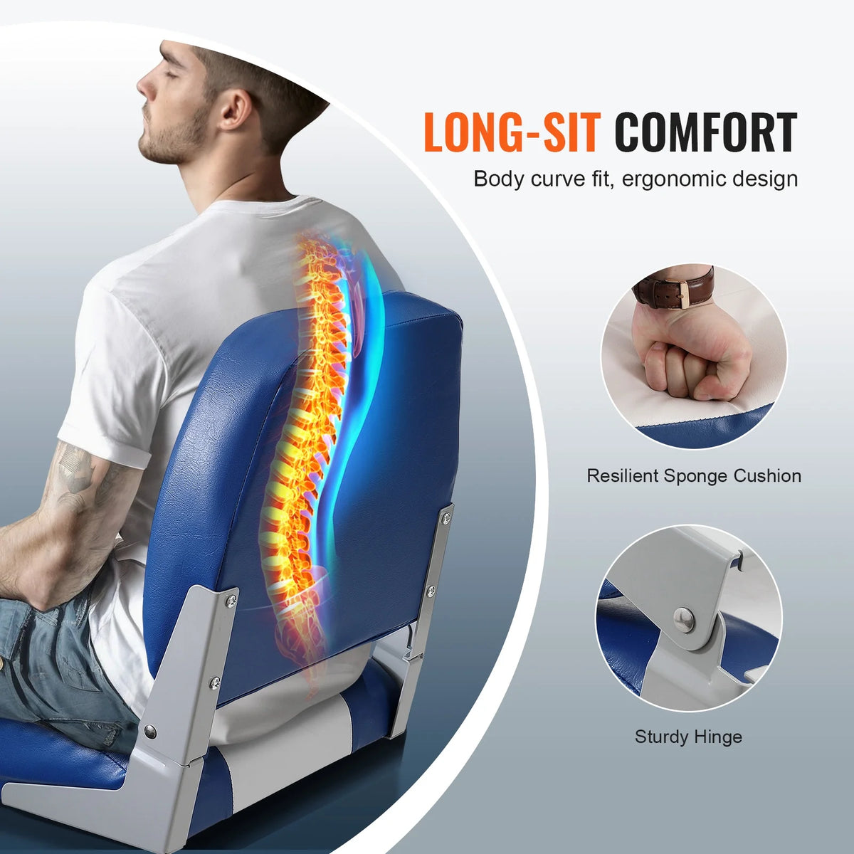 Low Back Fold-Down Fishing Boat Seat Chair N634