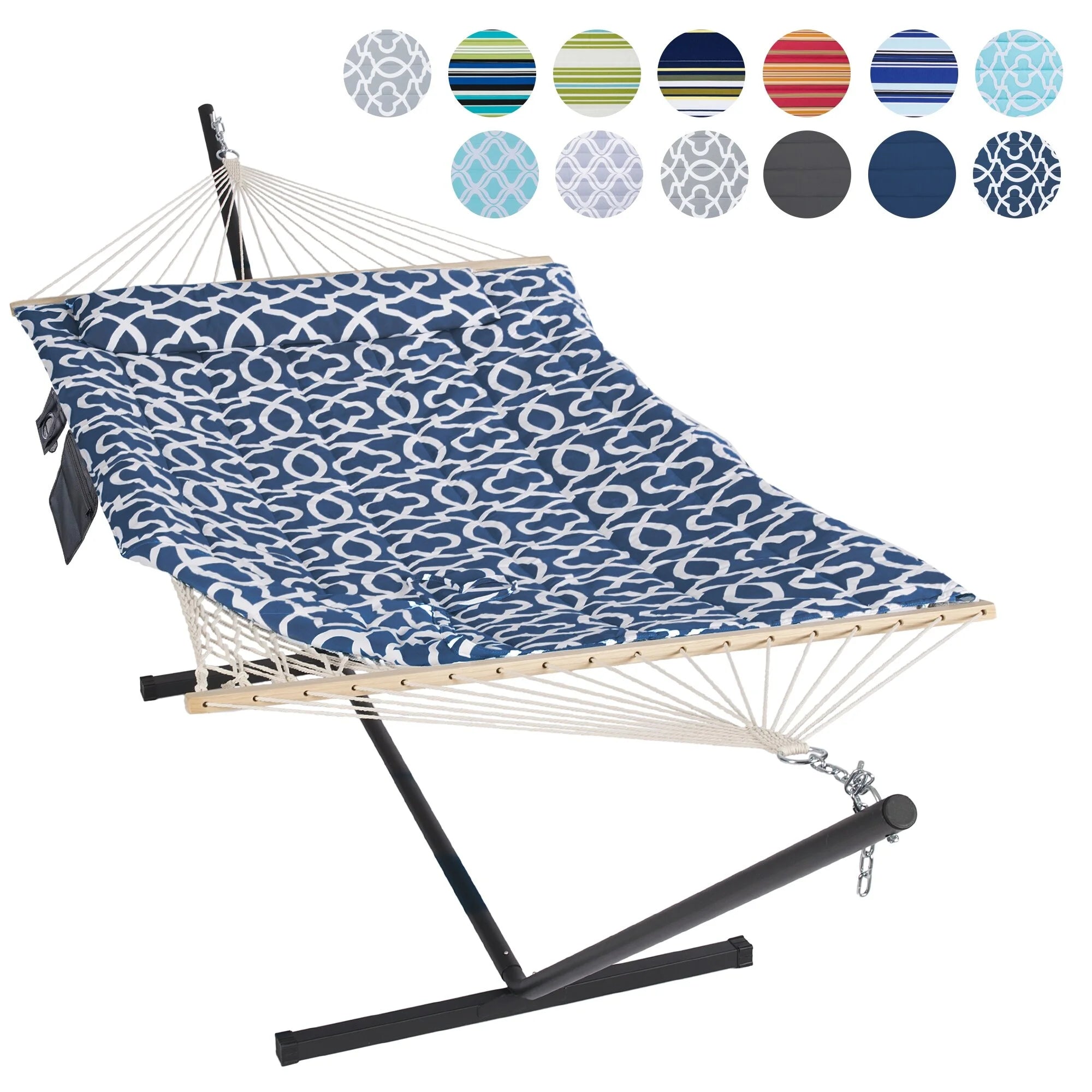 Double Cotton Rope Hammock with Stand X304967