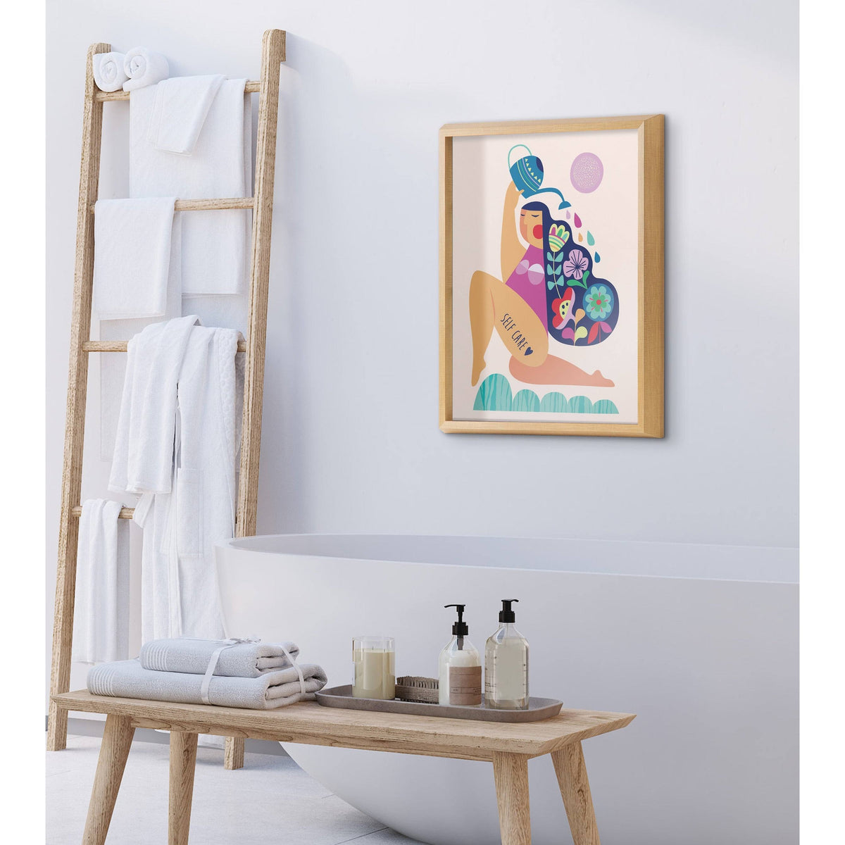 Natural Plastic Framed Printed Glass X5186