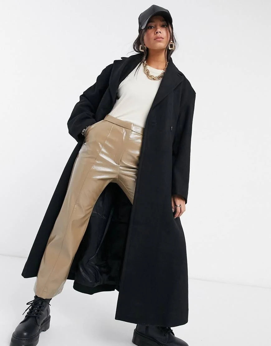 Black Longline Wool Coat U589