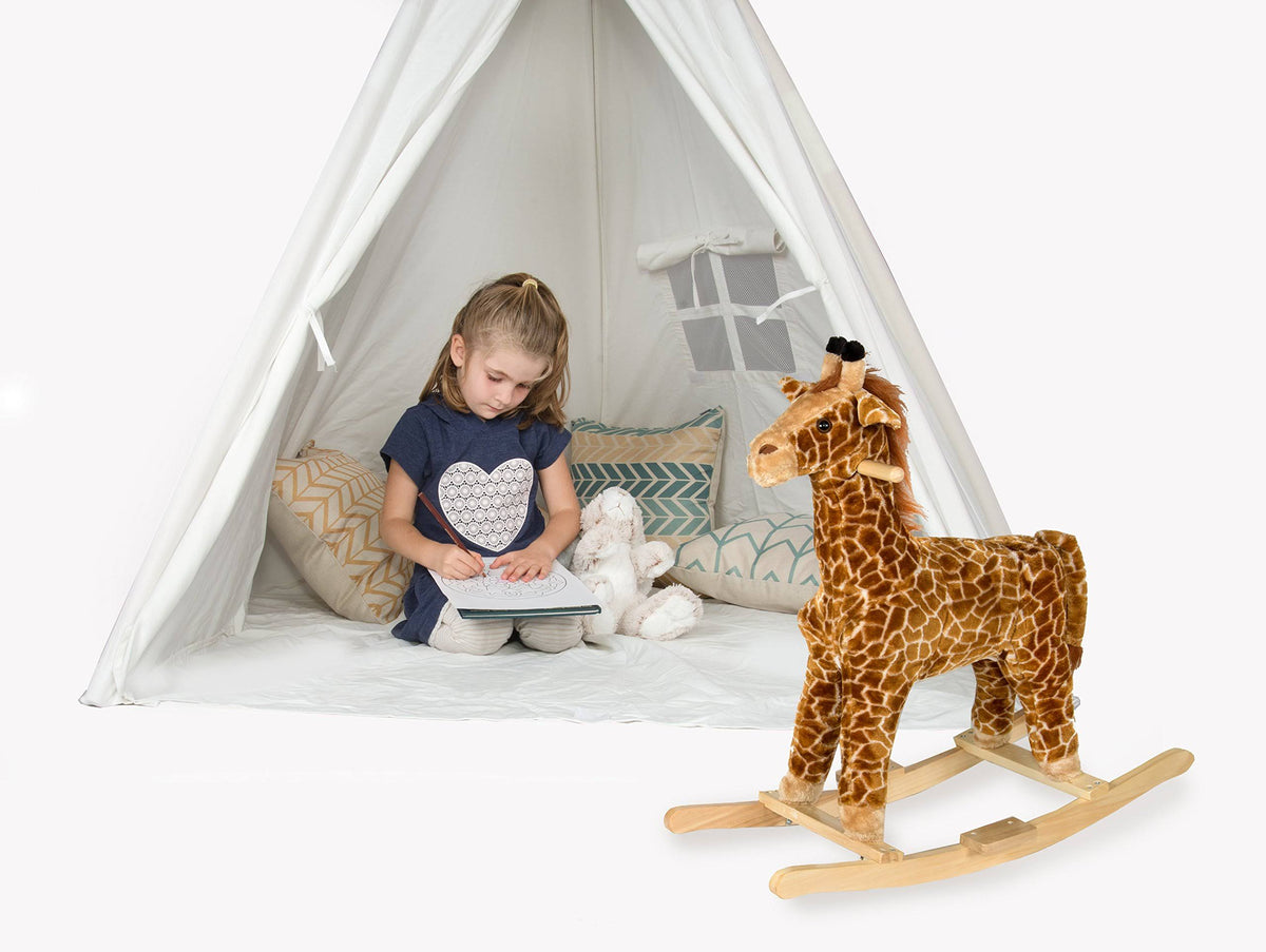 White Pine Wood Teepee Play House with Carry Case Q654607