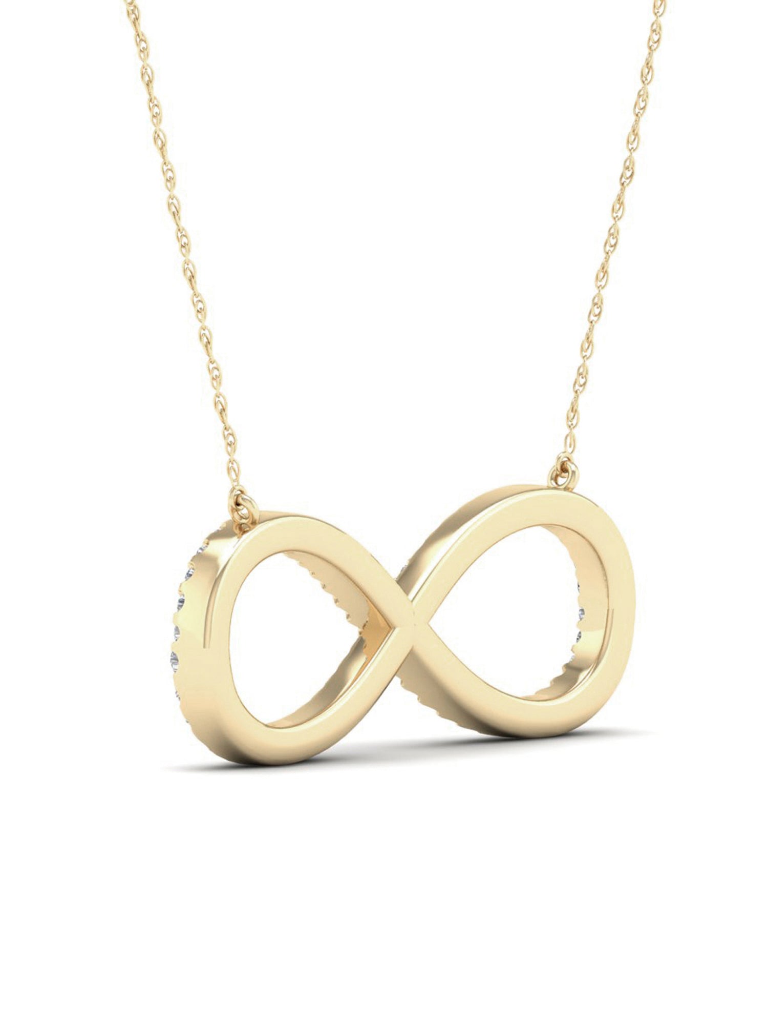 10K Yellow Gold Diamond Infinity Loop Necklace S2708