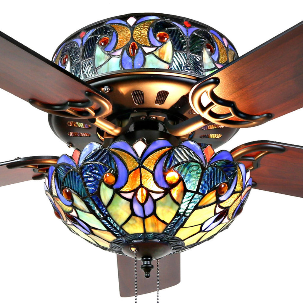 Blue Stained Glass Ceiling Fan I46826