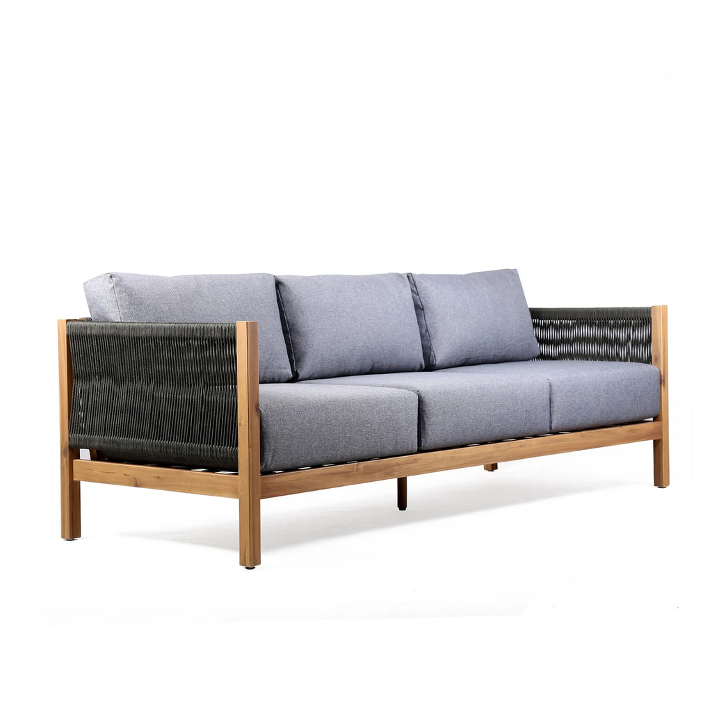 Natural Wood & Fabric Outdoor Patio Sofa A927