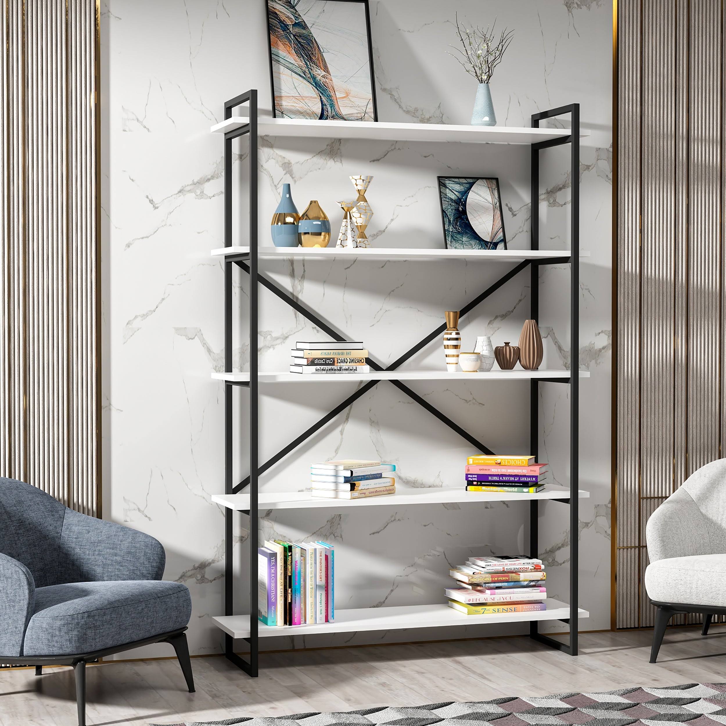 Modern Bookcase Anthracite Gold N9154