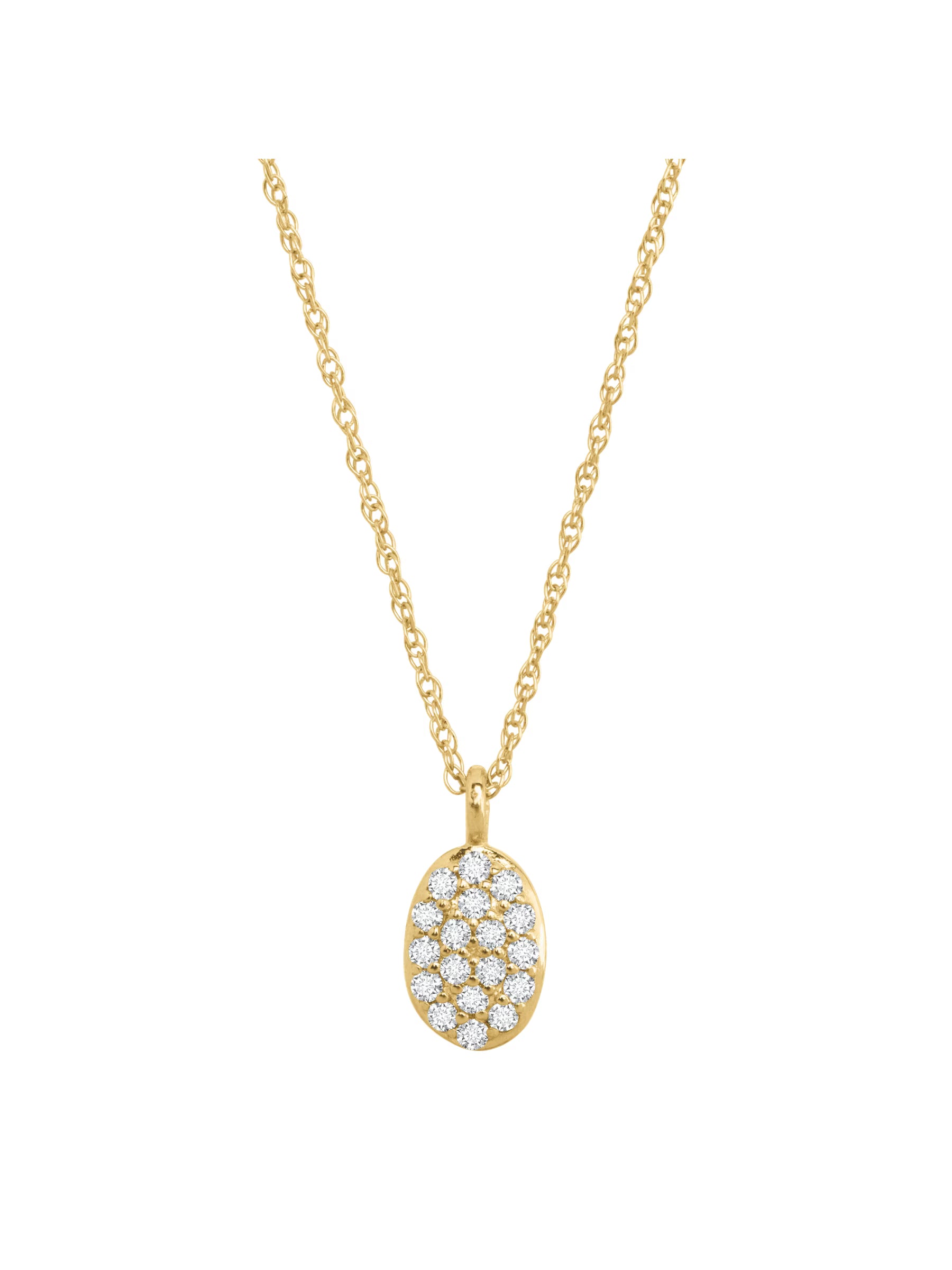 1/10 cttw Diamond Petite Oval Pendant Necklace in 10kt Yellow Gold, 18" P308