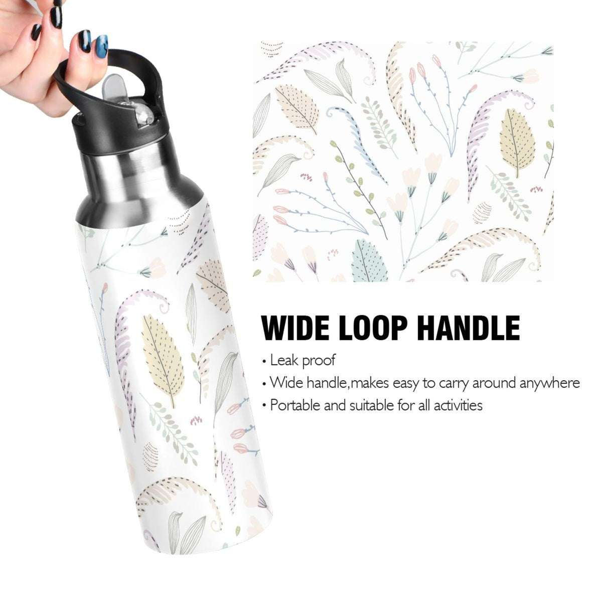 Vintage Stainless Steel Insulated Water Bottle with Straw Lid Y97716