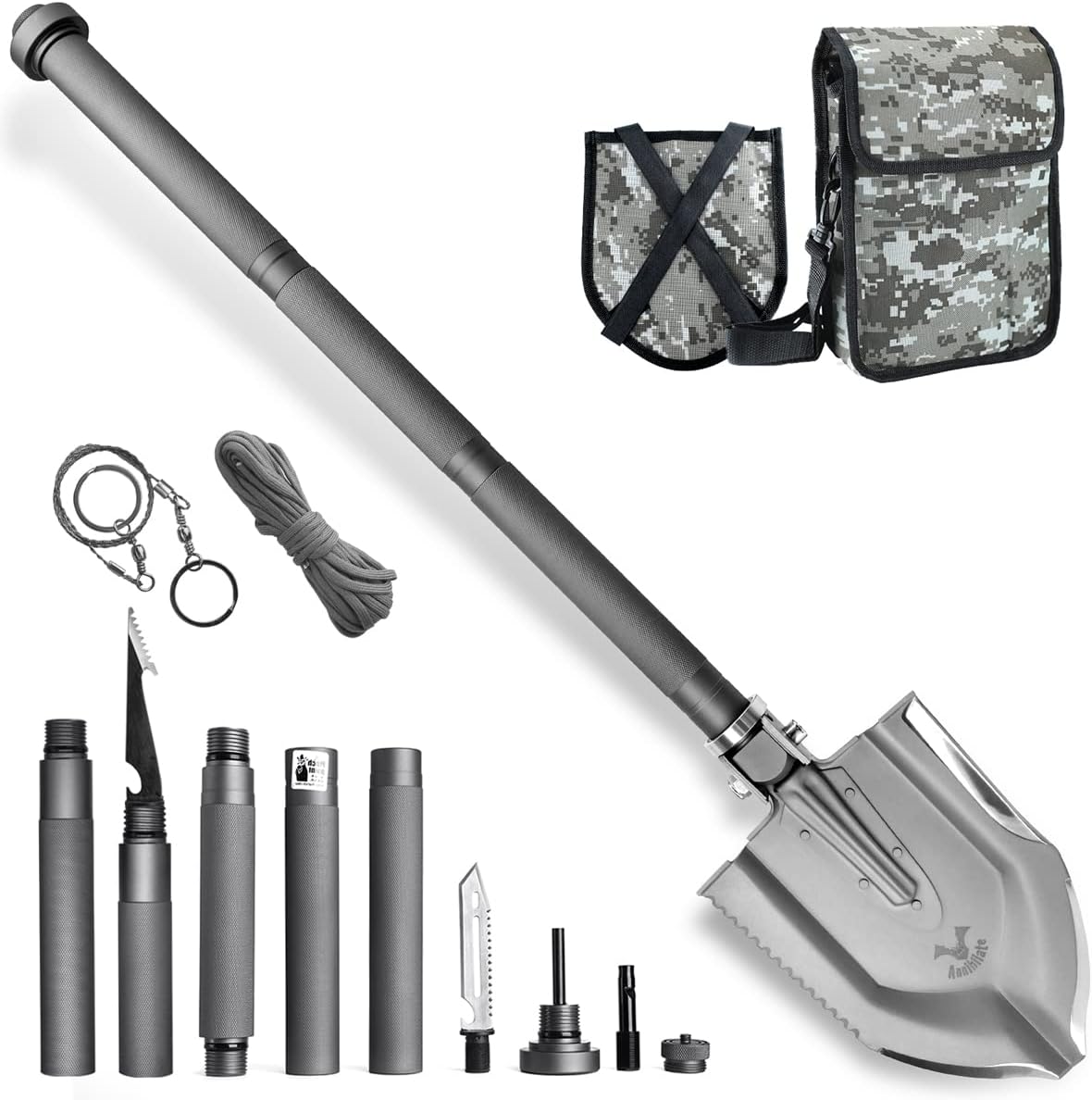 High-Carbon Steel Tactical Folding Shovel with Bag V1786