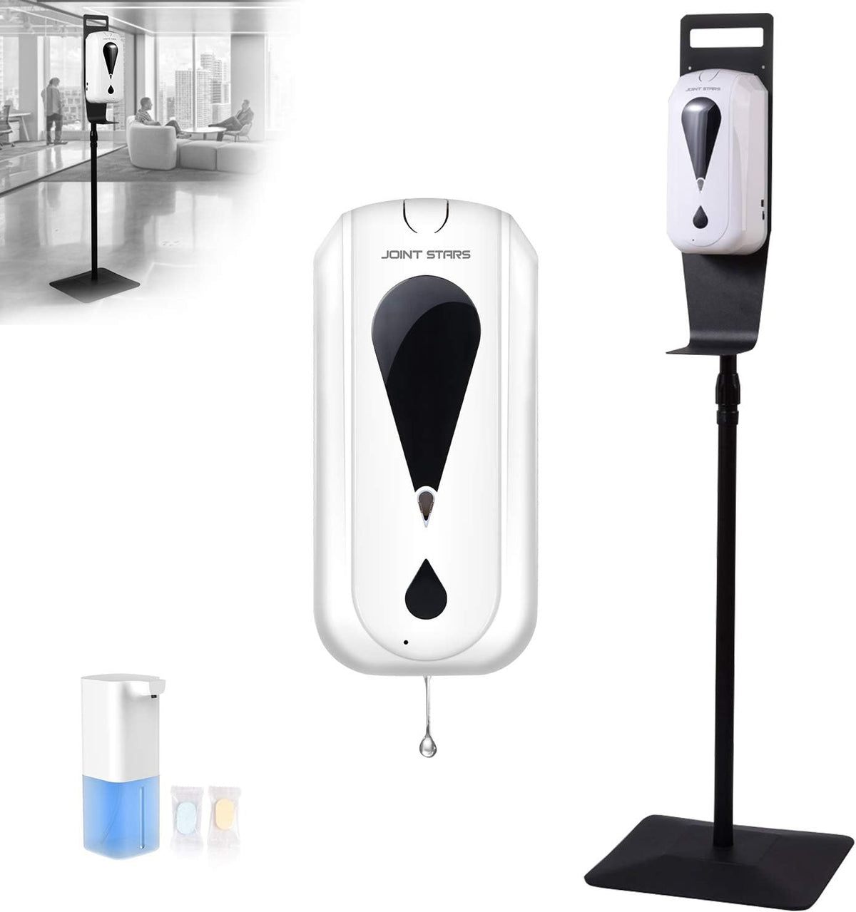 Touchless Hand Sanitizer Dispenser with Floor Stand and Drip Tray, Pack of 2 G8637