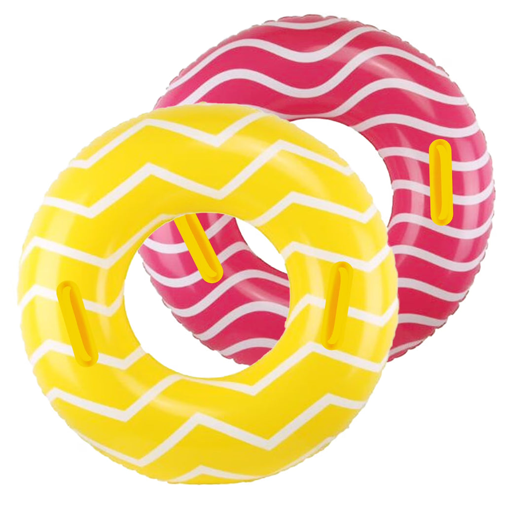 2 Pack Inflatable Pool Tubes with Handles, Pink Swimming Floats T246