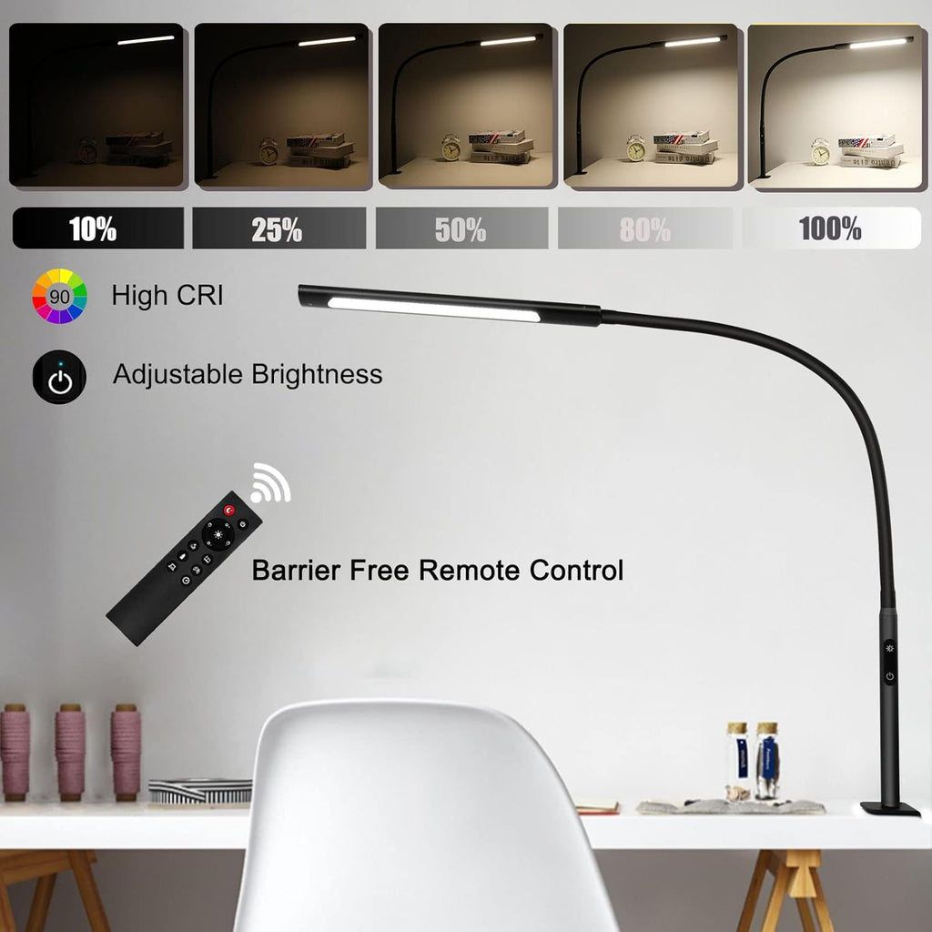 Black Swing Arm LED Desk Lamp with Remote Control U8361