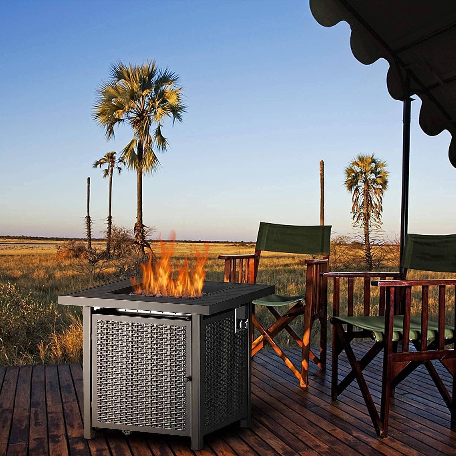 28 Inch 50,000 BTU Propane Gas Fire Pit Table with Lid F796729