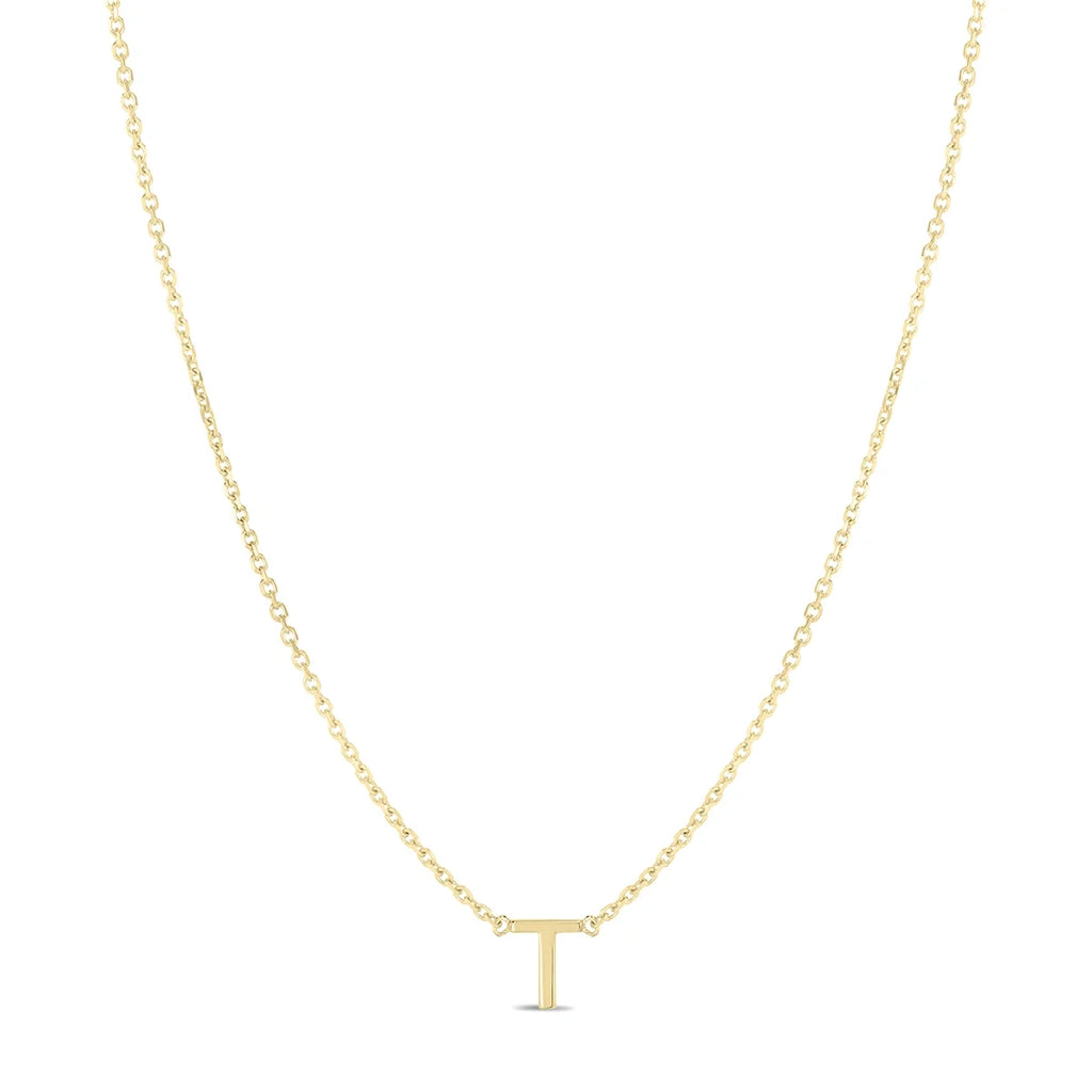 14K Solid Yellow Gold Initial Necklace R78814