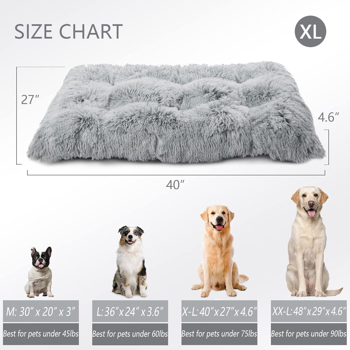 XL Plush Faux Fur Dog Bed with Waterproof Non-Slip Bottom C233250