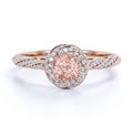 18K Rose Gold Plating over Silver Morganite and Moissanite Engagement Ring G619