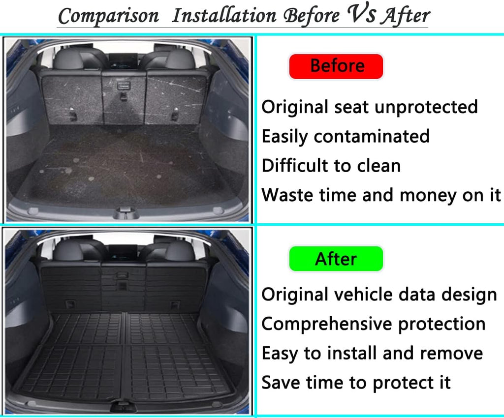 Black TPO Rear Cargo Liners Trunk Tray Mats for Tesla Model Y, Pack of 2 G7263