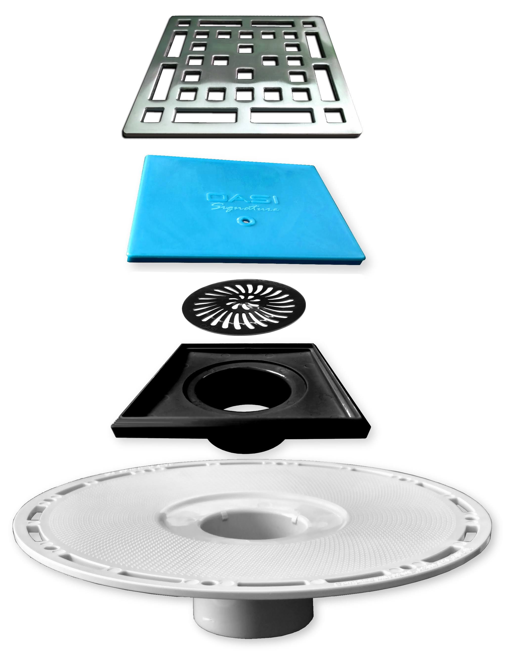 Brushed Nickel Square Shower Drain Kit with Stainless Steel Grate S991581