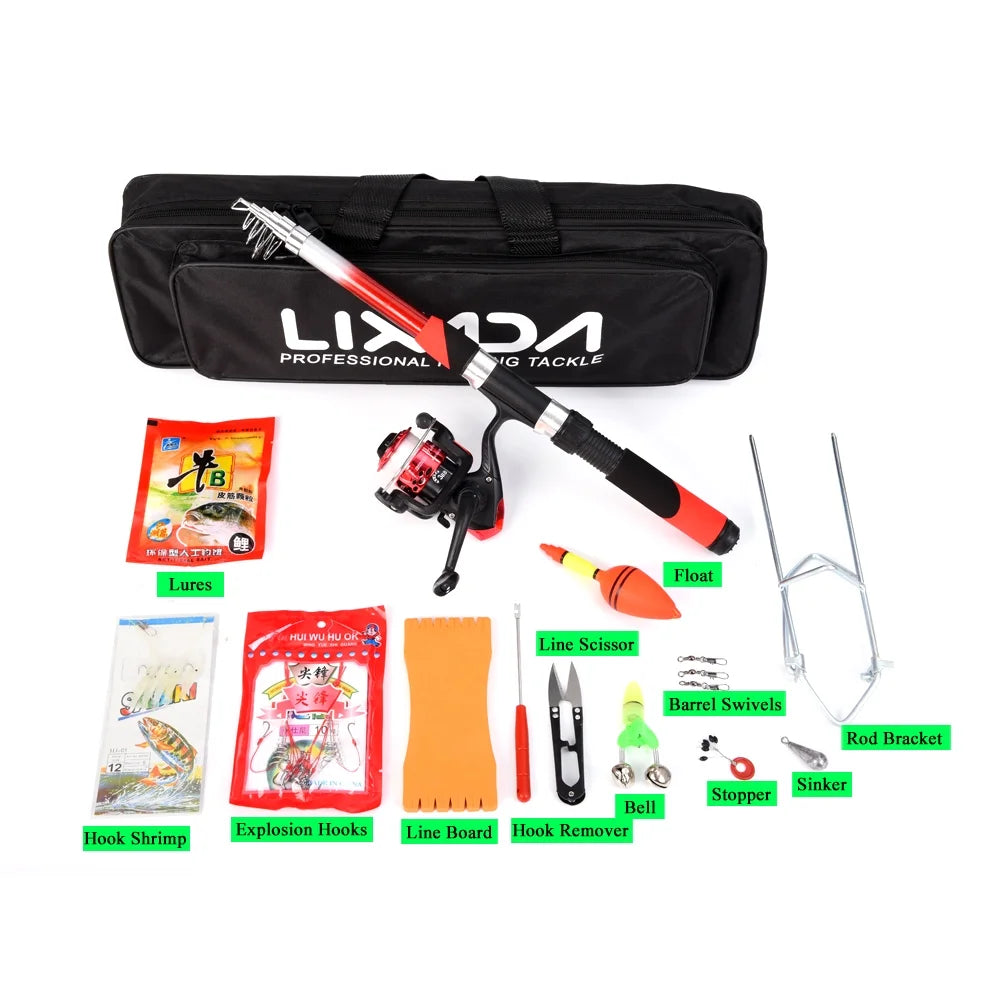 2.1m Telescopic Fishing Rods with 2PCS Reels Fishing Bag X2004