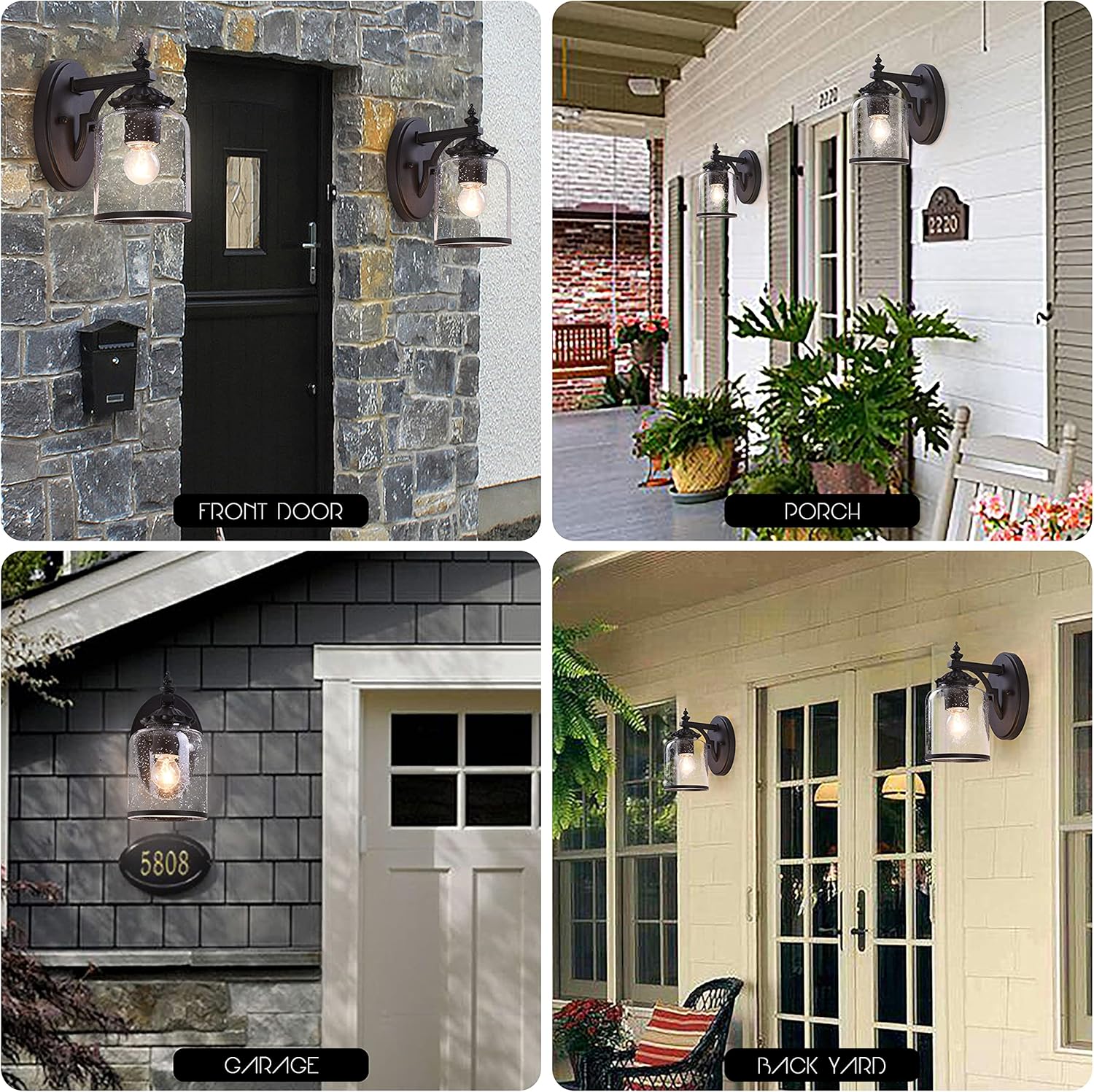 Farmhouse Exterior Lantern with Glass, Die Casting Aluminum 1-Light Wall Light C6451