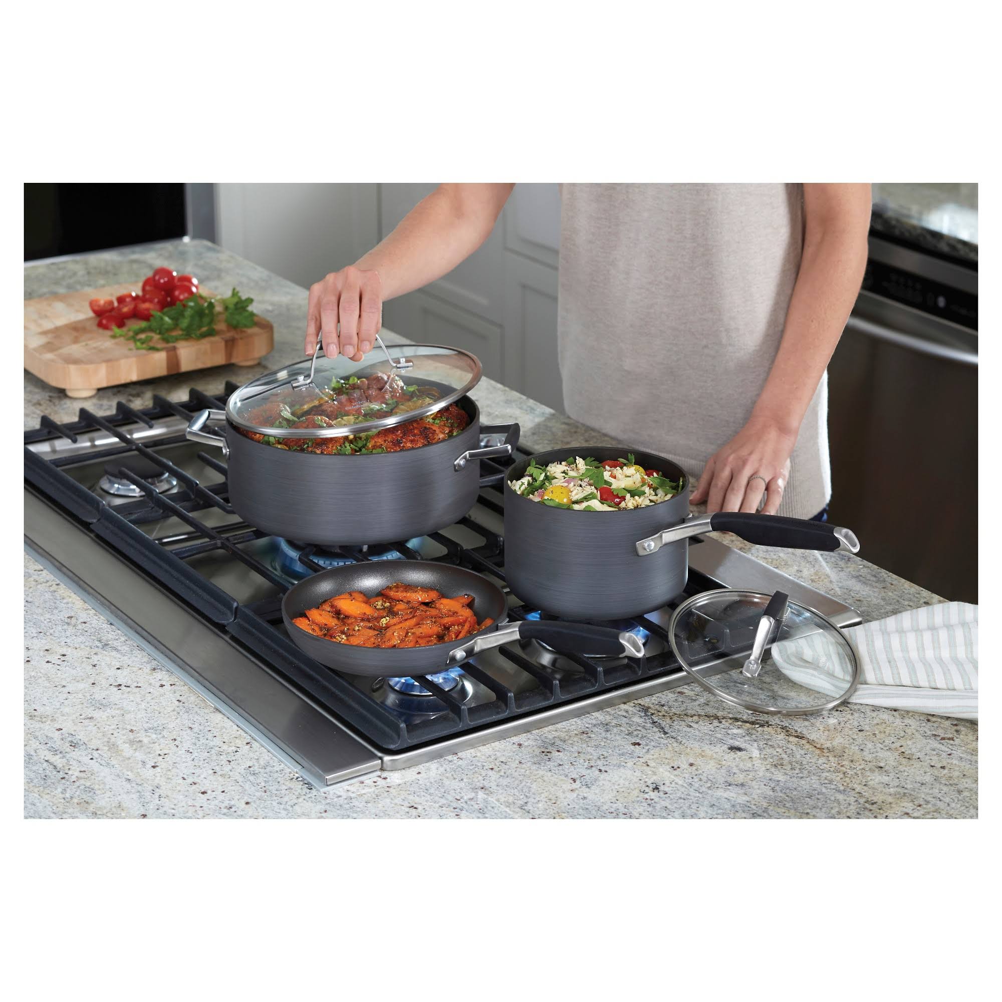 8-Piece Hard Anodized Nonstick Cookware Set I302