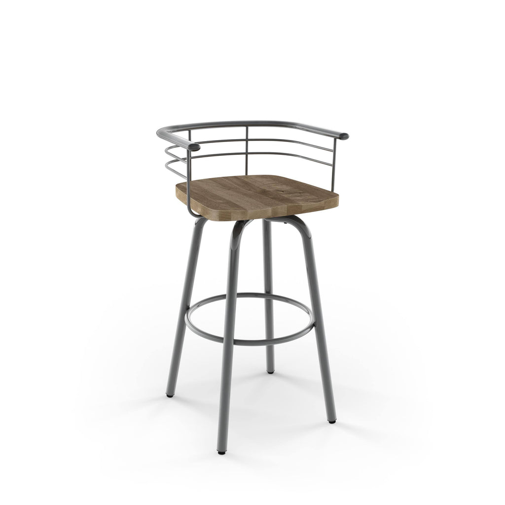 Swivel Metal Counter Stool with Distressed Wood Seat A5411