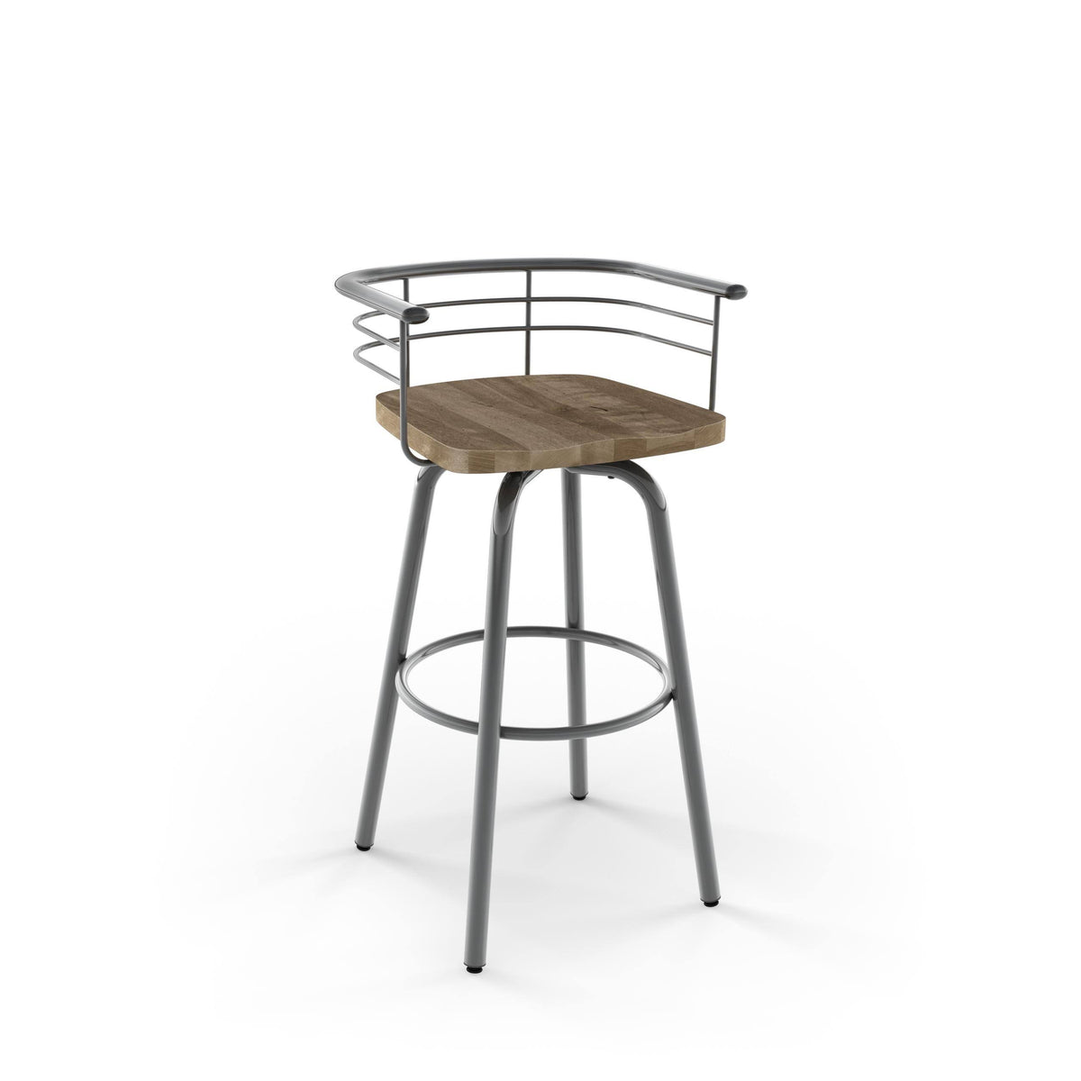 Swivel Metal Counter Stool with Distressed Wood Seat A5411