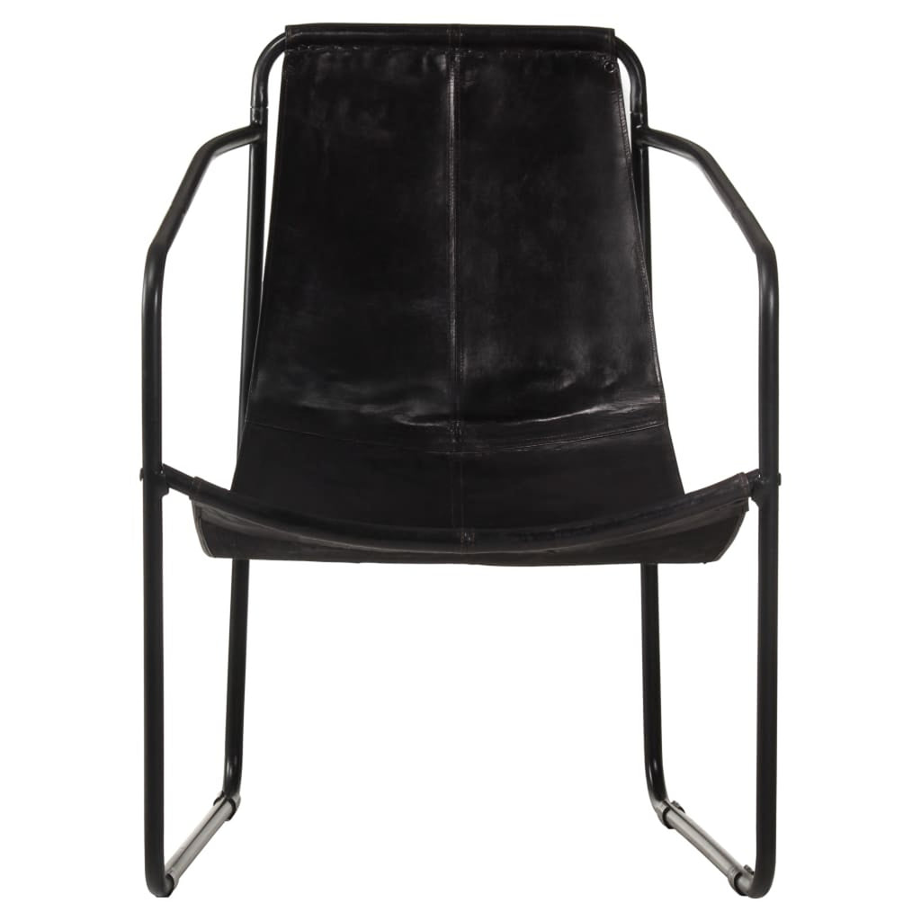 Black Real Leather Armchair A39038