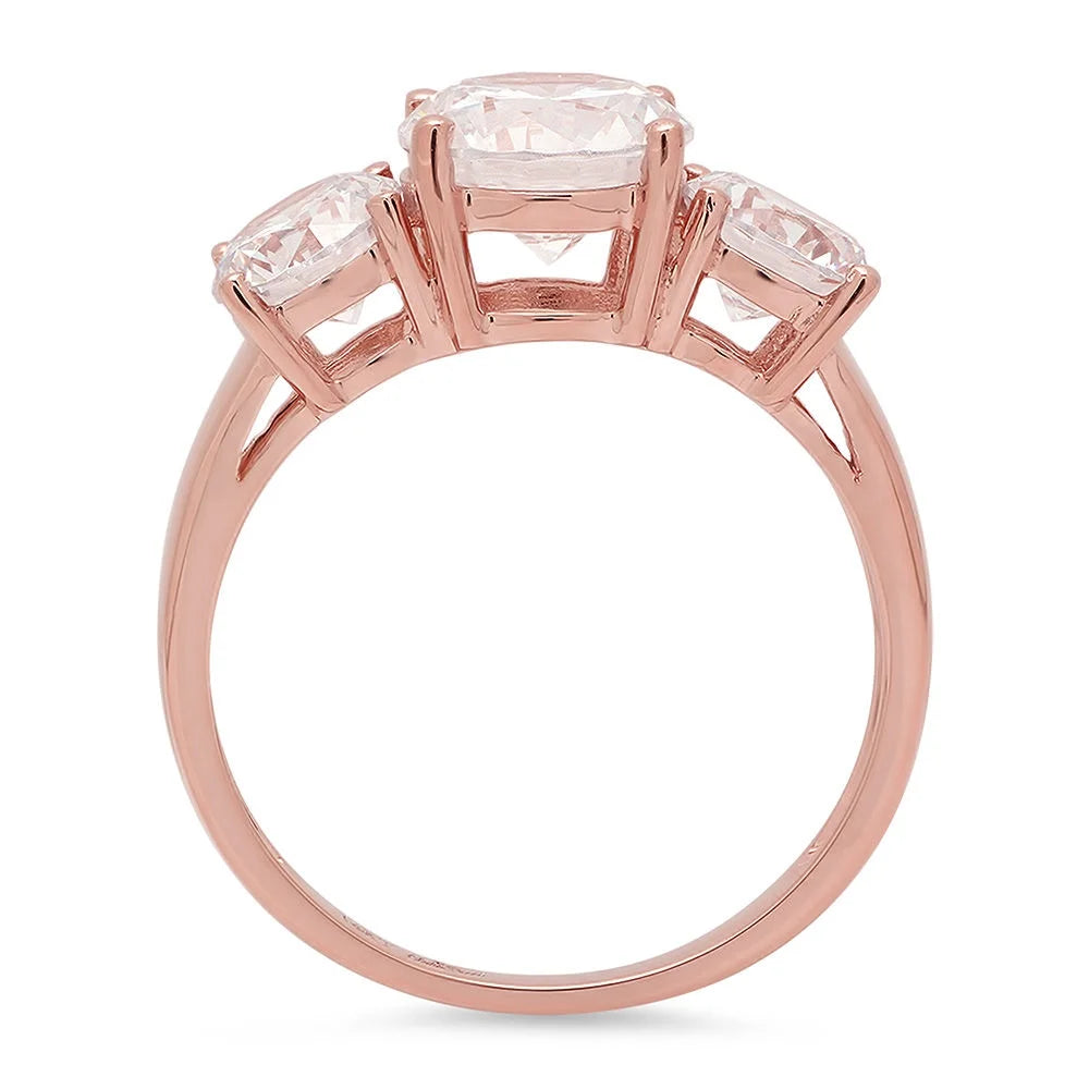 18K Rose Gold Three-Stone Diamond Engagement Ring D8544