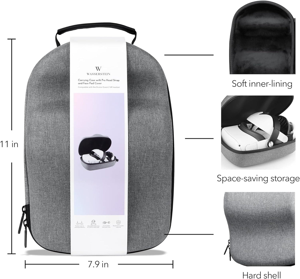 VR Headset Carrying Case, Head Strap, and Face Cover Bundle Pack of 2 Z30204