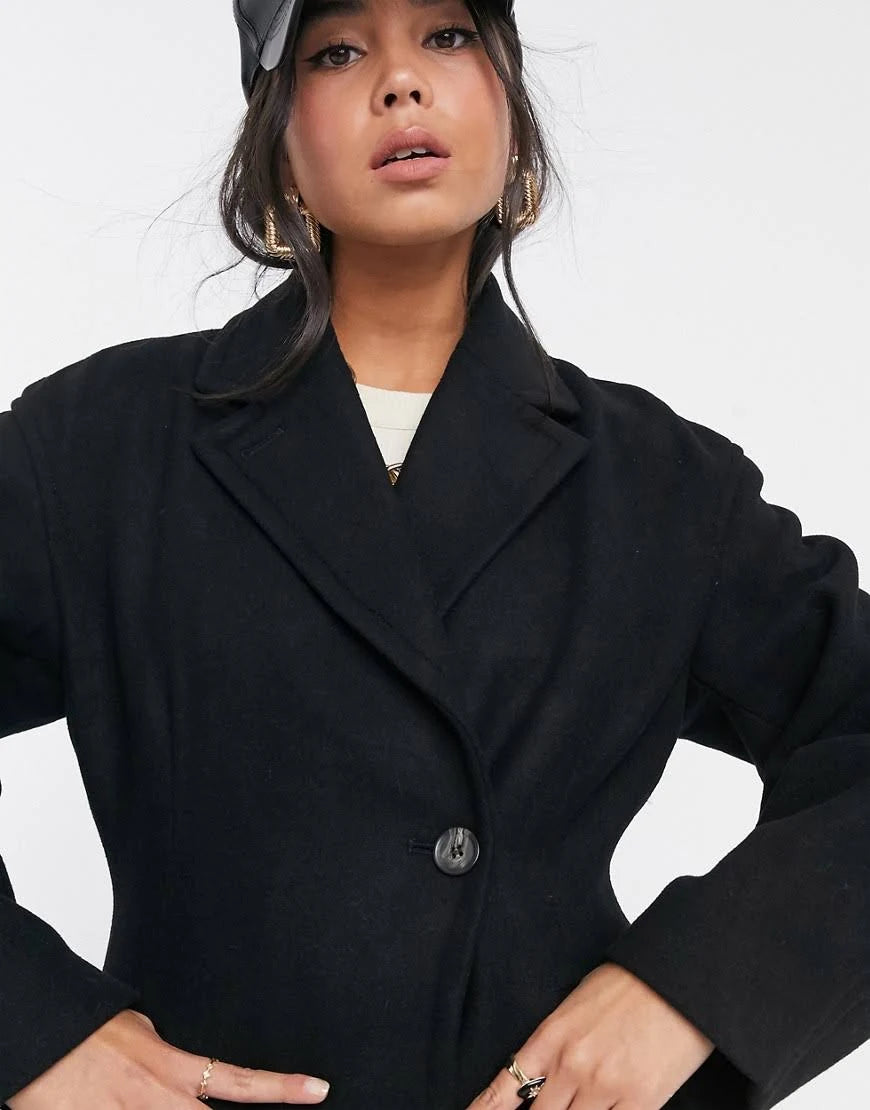 Black Longline Wool Coat U589