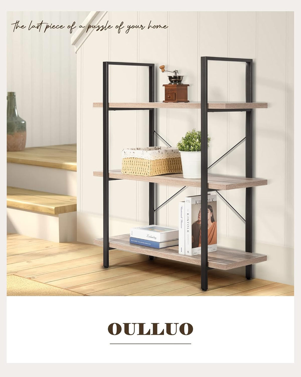 Industrial 2-Tier Wood and Metal Bookcase L545064