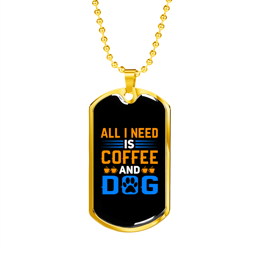 Stainless Steel or 18k Gold Dog Tag Necklace with 24" Chain O3950