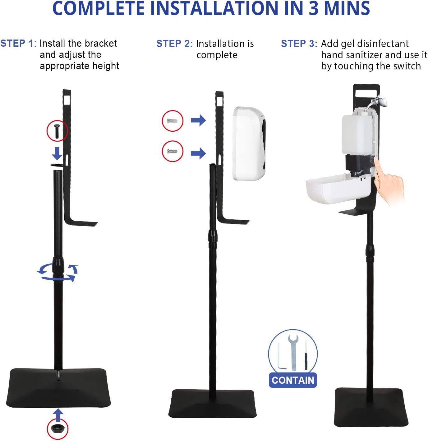 Touchless Hand Sanitizer Dispenser with Floor Stand and Drip Tray, Pack of 2 G8637