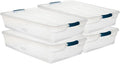 Clear 41 QT Pack of 4 Stackable Plastic Storage Containers with Latching Lids A8879