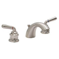 Brushed Nickel 8-Inch Wide Spread Two Handle Mid Arc Lavatory Faucet with Brass Pop-Up Drain D3331