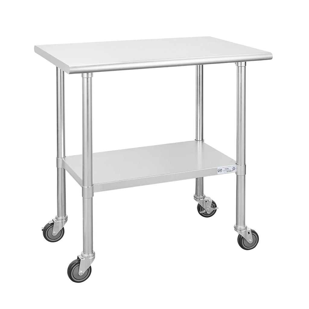 Stainless Steel Table 24 x 36 Inches with Caster Wheels and Undershelf L957573